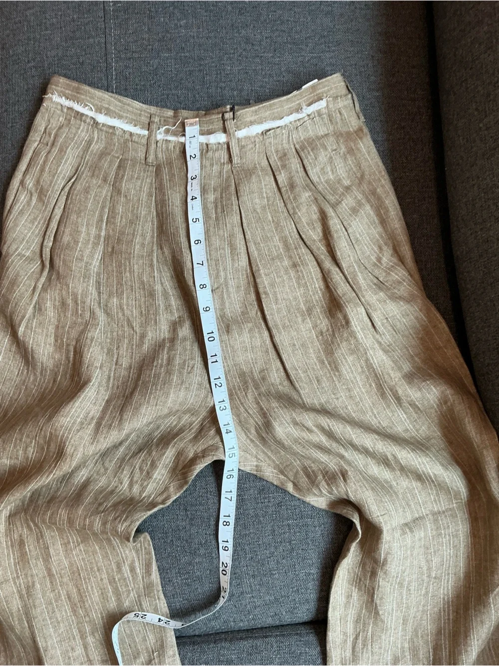Zara Linen-Blend Pants in Light Brown